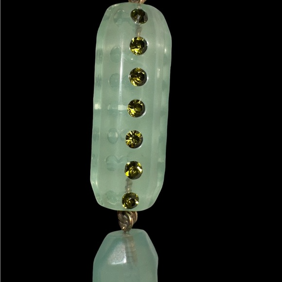 J.Crew Double Sided Lucite Pave Necklace Green Jade Color Statement OriginalBox - Picture 9 of 11